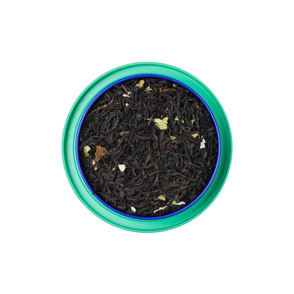 Svart te Cherry Fandango från Pontus Frithiof – blandning med körsbär och litchi i elegant designburk.